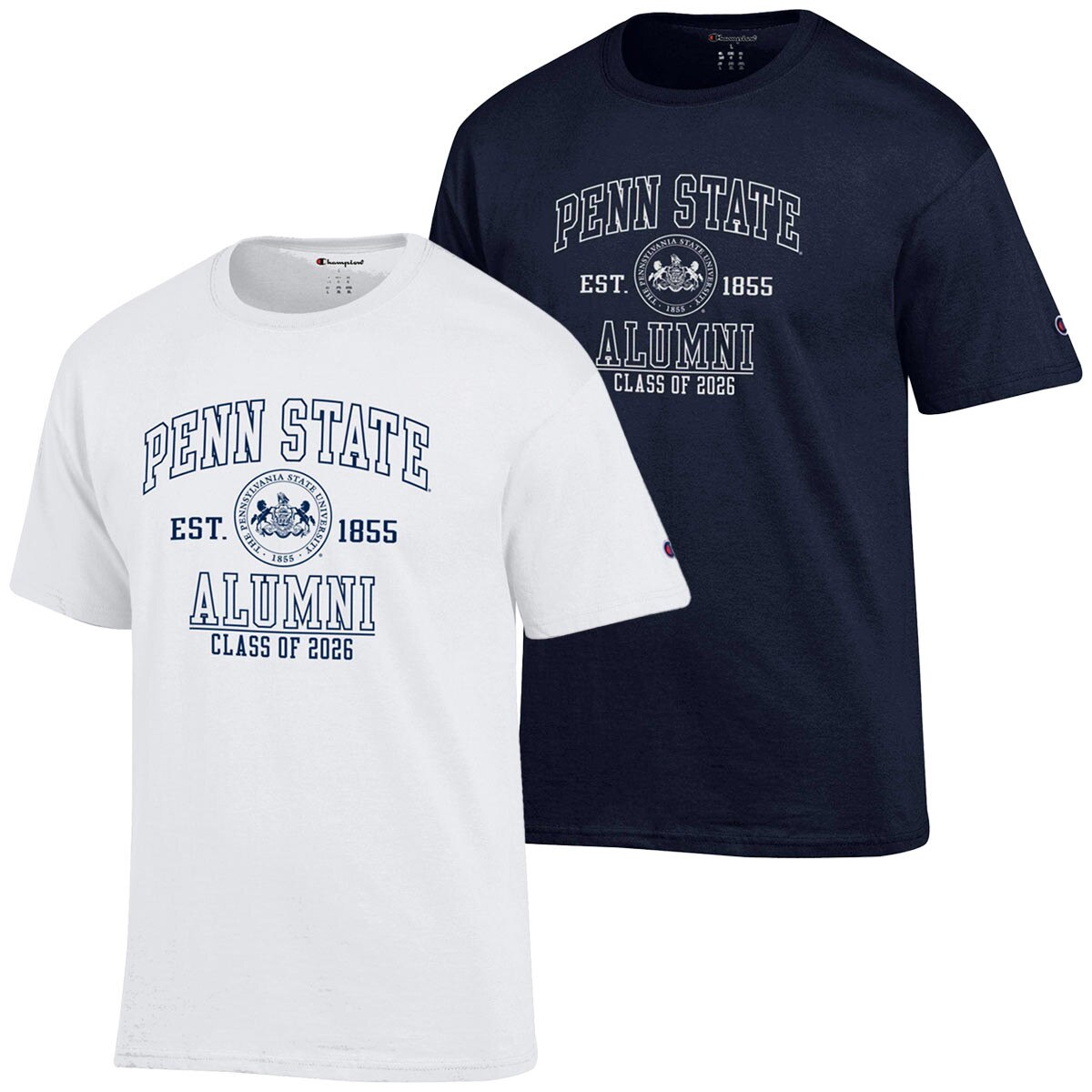 white and navy short sleeve t-shirts Penn State Alumni Class of 2026